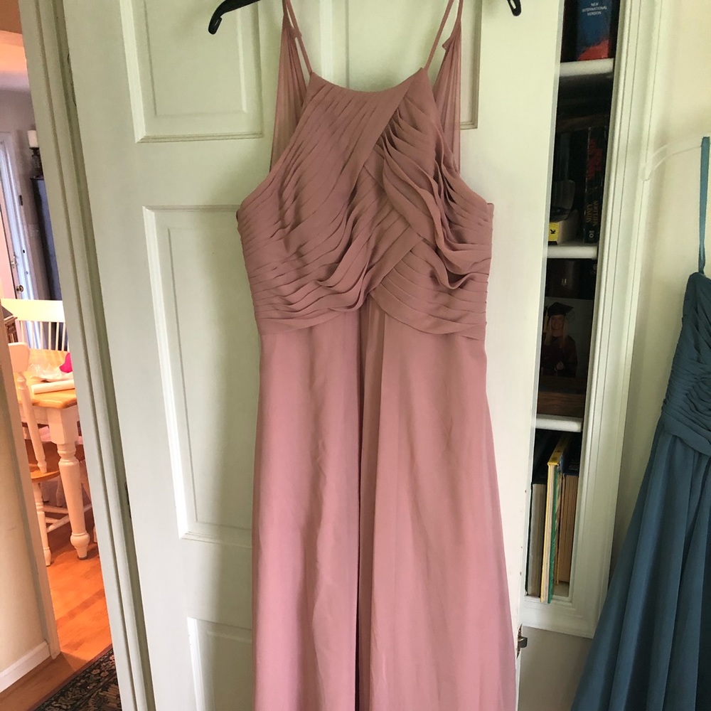 Azazie Ginger style “dusty rose” color maxi dress